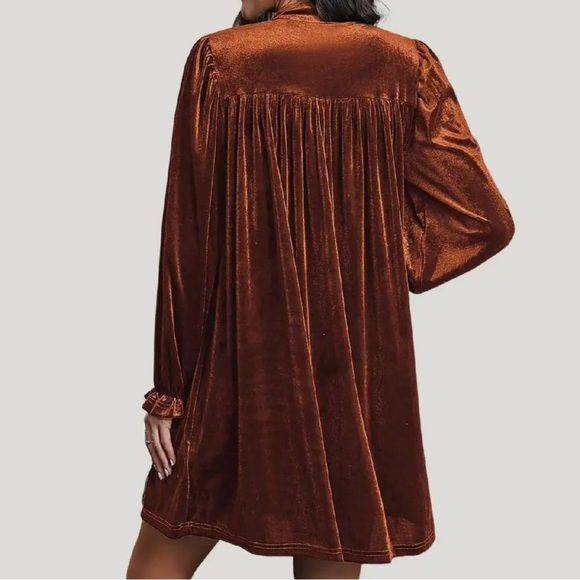 NWT Velvet Surplice Neck Relax Fit Mini Dress - Picture 4 of 7